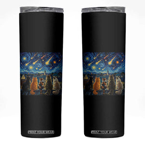 Starry Night Cats Watching Meteors Skinny Tumbler Astronomy Lover Gift