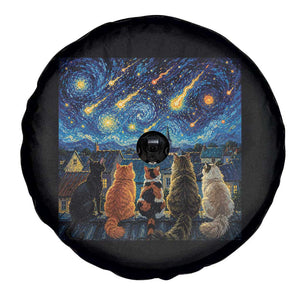 Starry Night Cats Watching Meteors Spare Tire Cover Astronomy Lover Gift