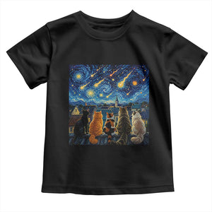 Starry Night Cats Watching Meteors Toddler T Shirt Astronomy Lover Gift