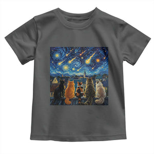Starry Night Cats Watching Meteors Toddler T Shirt Astronomy Lover Gift