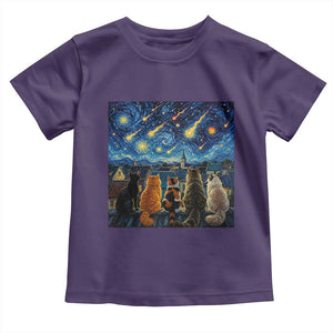 Starry Night Cats Watching Meteors Toddler T Shirt Astronomy Lover Gift