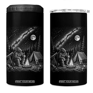 Bigfoot Camping Under Meteor Showers 4 in 1 Can Cooler Tumbler Stargazer Gift