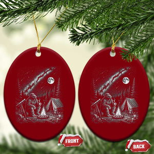 Bigfoot Camping Under Meteor Showers Ceramic Ornament Stargazer Gift