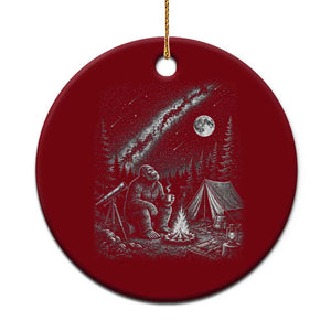 Bigfoot Camping Under Meteor Showers Ceramic Ornament Stargazer Gift