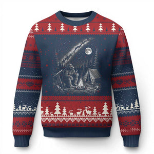 Bigfoot Camping Under Meteor Showers Ugly Christmas Sweater Stargazer Gift