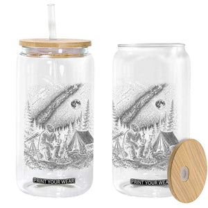 Bigfoot Camping Under Meteor Showers Glass Can Stargazer Gift