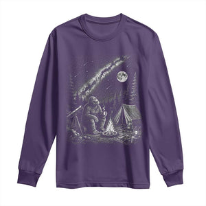 Bigfoot Camping Under Meteor Showers Long Sleeve Shirt Stargazer Gift