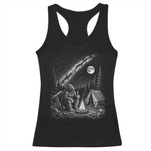 Bigfoot Camping Under Meteor Showers Racerback Tank Top Stargazer Gift