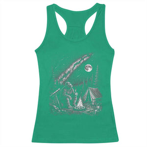 Bigfoot Camping Under Meteor Showers Racerback Tank Top Stargazer Gift
