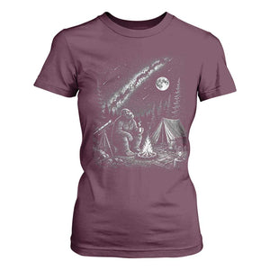 Bigfoot Camping Under Meteor Showers T Shirt For Women Stargazer Gift
