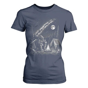 Bigfoot Camping Under Meteor Showers T Shirt For Women Stargazer Gift