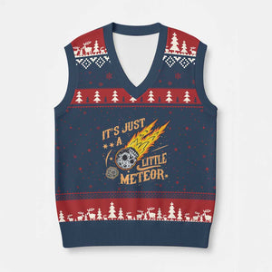 Funny Skull Meteorite V-Neck Knit Sweater Vest Just A Little Meteor