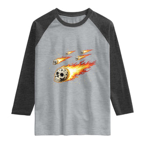 Skull Meteorite Raglan Shirt Deep Space Asteroid Meteor Shower