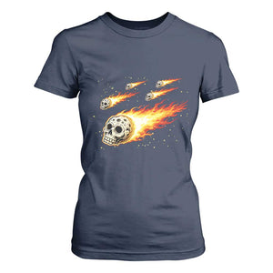 Skull Meteorite T Shirt For Women Deep Space Asteroid Meteor Shower