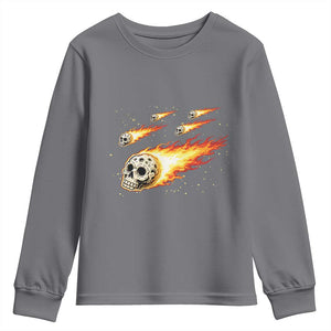 Skull Meteorite Youth Sweatshirt Deep Space Asteroid Meteor Shower