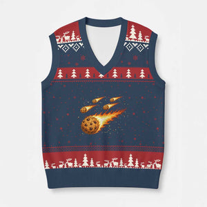 Cookie Meteor Shower V-Neck Knit Sweater Vest Funny Space Dessert