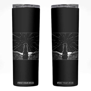 Meteor Shower Science Gift Skinny Tumbler Dog Watching Stars