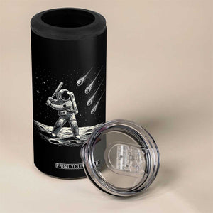Funny Astronaut Smashing Meteors In Space 4 in 1 Can Cooler Tumbler Astronomy Lover Gift