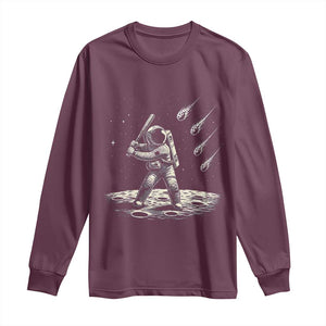 Funny Astronaut Smashing Meteors In Space Long Sleeve Shirt Astronomy Lover Gift