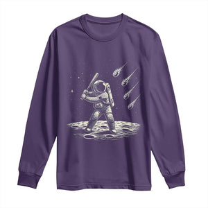 Funny Astronaut Smashing Meteors In Space Long Sleeve Shirt Astronomy Lover Gift