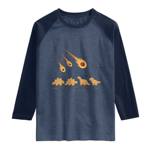 Funny Dino Chicken Nuggets Meteor Shower Raglan Shirt Food Lover