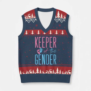 Funny Gender Reveal Party V-Neck Knit Sweater Vest Keeper Of The Gender