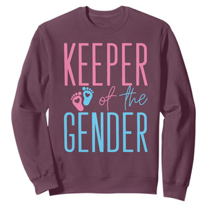 Funny Gender Reveal Party Sweatshirt Keeper Of The Gender TS12 Maroon Print Your Wear