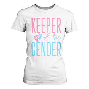 Funny Gender Reveal Party T Shirt For Women Keeper Of The Gender TS12 White Print Your Wear