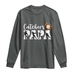 Catchers Papa Long Sleeve Shirt Funny Gift For Catcher Player TS12 Dark Heather Print Your Wear