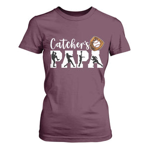 Catchers Papa T Shirt For Women Funny Gift For Catcher Player TS12 Maroon Print Your Wear