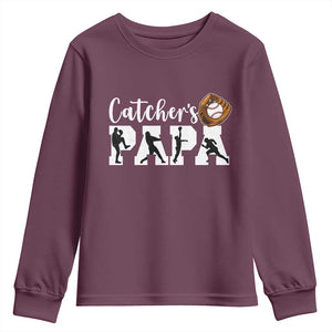 Catchers Papa Youth Sweatshirt Funny Gift For Catcher Player TS12 Maroon Print Your Wear