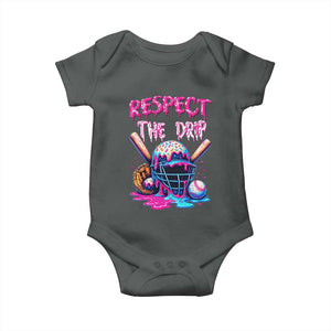 Funny Respect The Drip Baseball Mask Baby Onesie Sports Lover TS12 Dark Heather Print Your Wear