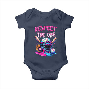 Funny Respect The Drip Baseball Mask Baby Onesie Sports Lover TS12 Navy Print Your Wear