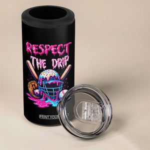 Funny Respect The Drip Baseball Mask 4 in 1 Can Cooler Tumbler Sports Lover TS12 Print Your Wear