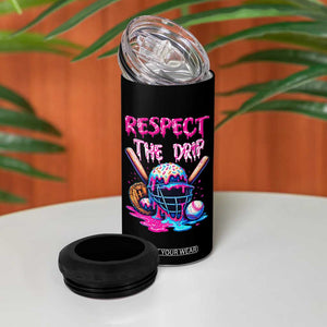 Funny Respect The Drip Baseball Mask 4 in 1 Can Cooler Tumbler Sports Lover TS12 Print Your Wear