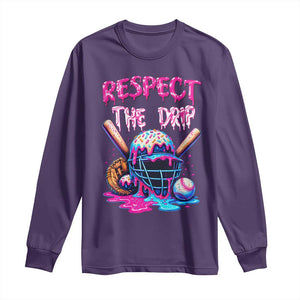 Funny Respect The Drip Baseball Mask Long Sleeve Shirt Sports Lover TS12 Purple Print Your Wear