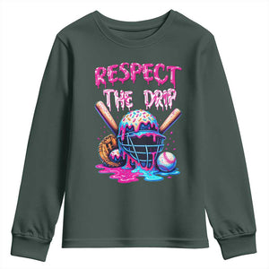 Funny Respect The Drip Baseball Mask Youth Sweatshirt Sports Lover TS12 Dark Forest Green Print Your Wear