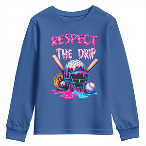 Funny Respect The Drip Baseball Mask Youth Sweatshirt Sports Lover TS12 Royal Blue Print Your Wear
