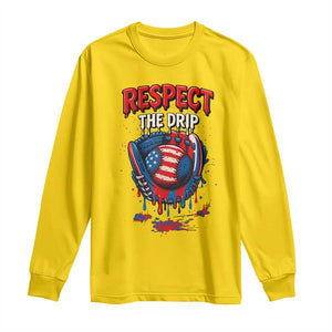 Respect The Drip Long Sleeve Shirt Patriotic Baseball USA Sports Lover TS12 Daisy Print Your Wear