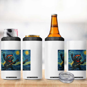 Funny Rock And Roll 4 in 1 Can Cooler Tumbler Cat Playing Guitar Starry Night Music Lover TS12 Print Your Wear