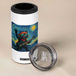 Funny Rock And Roll 4 in 1 Can Cooler Tumbler Cat Playing Guitar Starry Night Music Lover TS12 Print Your Wear