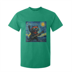 Funny Rock And Roll T Shirt For Kid Cat Playing Guitar Starry Night Music Lover TS12 Irish Green Print Your Wear