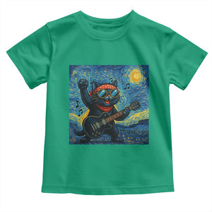 Funny Rock And Roll Toddler T Shirt Cat Playing Guitar Starry Night Music Lover TS12 Irish Green Print Your Wear
