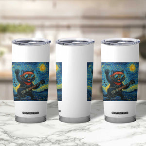 Funny Rock And Roll Tumbler Cup Cat Playing Guitar Starry Night Music Lover TS12 Print Your Wear