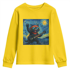 Funny Rock And Roll Youth Sweatshirt Cat Playing Guitar Starry Night Music Lover TS12 Daisy Print Your Wear