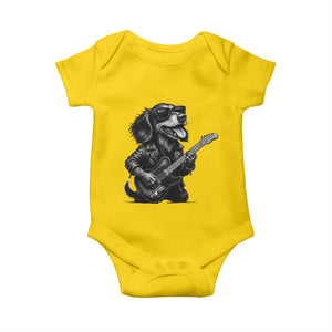 Rock And Roll Dachshund Baby Onesie Dog Playing Guitar Music Lover TS12 Daisy Print Your Wear