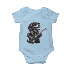 Rock And Roll Dachshund Baby Onesie Dog Playing Guitar Music Lover TS12 Light Blue Print Your Wear