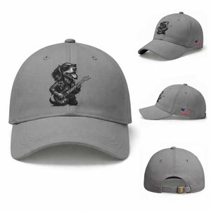 Rock And Roll Dachshund Baseball Cap Dog Playing Guitar Music Lover TS12 Baseball Cap Universal Fit Sport Gray Print Your Wear