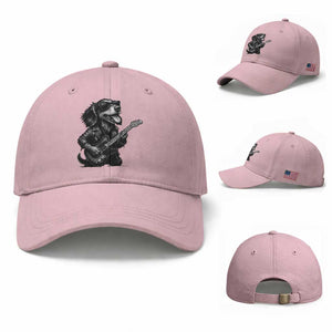 Rock And Roll Dachshund Baseball Cap Dog Playing Guitar Music Lover TS12 Baseball Cap Universal Fit Light Pink Print Your Wear