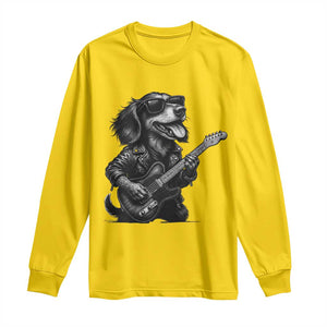 Rock And Roll Dachshund Long Sleeve Shirt Dog Playing Guitar Music Lover TS12 Daisy Print Your Wear